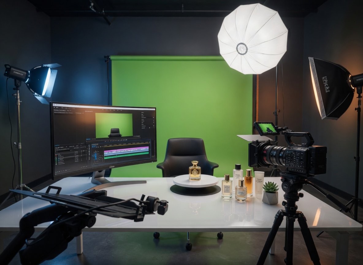 Limitless Studio Bangkok flagship live commerce studio with green screen, broadcast camera, and product display